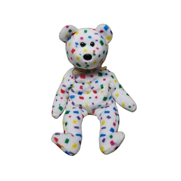 TY Beanie Baby Y2K Millennium Red White Blue Confetti Plush Stuffed Animal - Picture 1 of 6